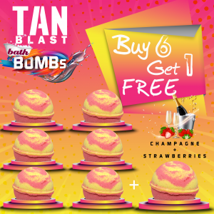 TANblast Bath Bomb - Champagne & Strawberry - Buy 6 Get 1 Free